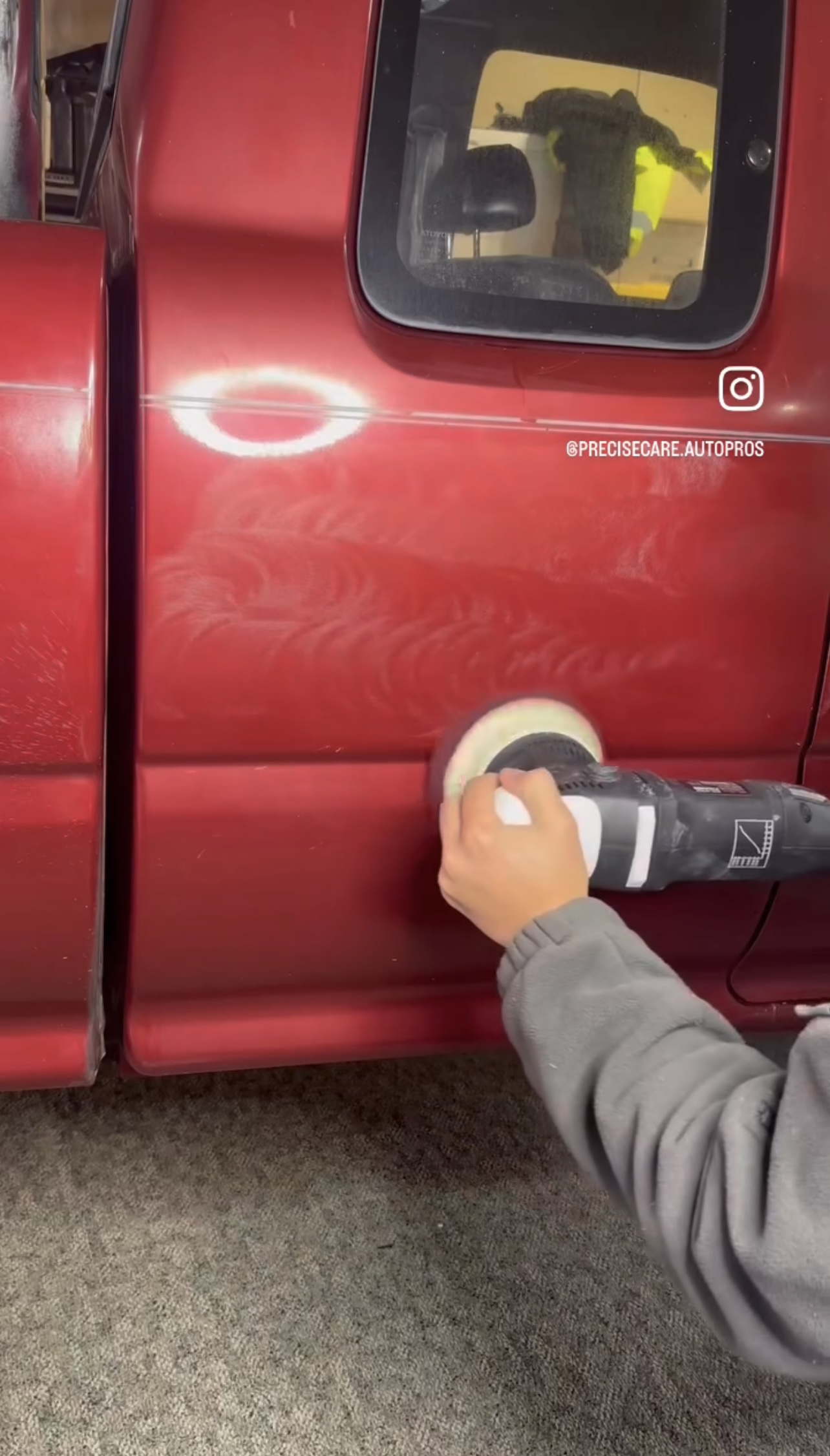 Instagram post preview - Professional car polishing with rotary tool